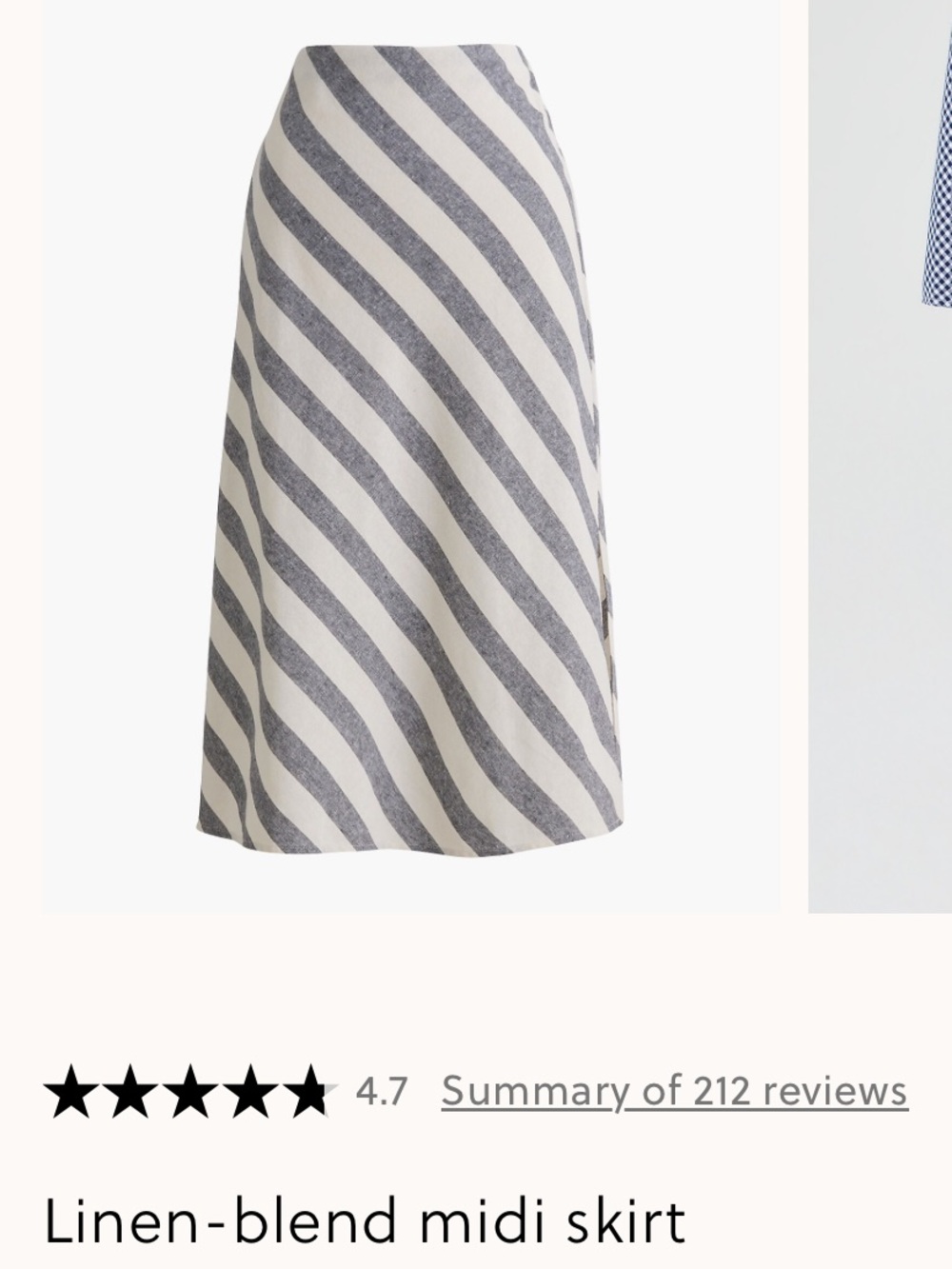 J. Crew Factory Linen-Blend Midi Skirt in Cream and Gray